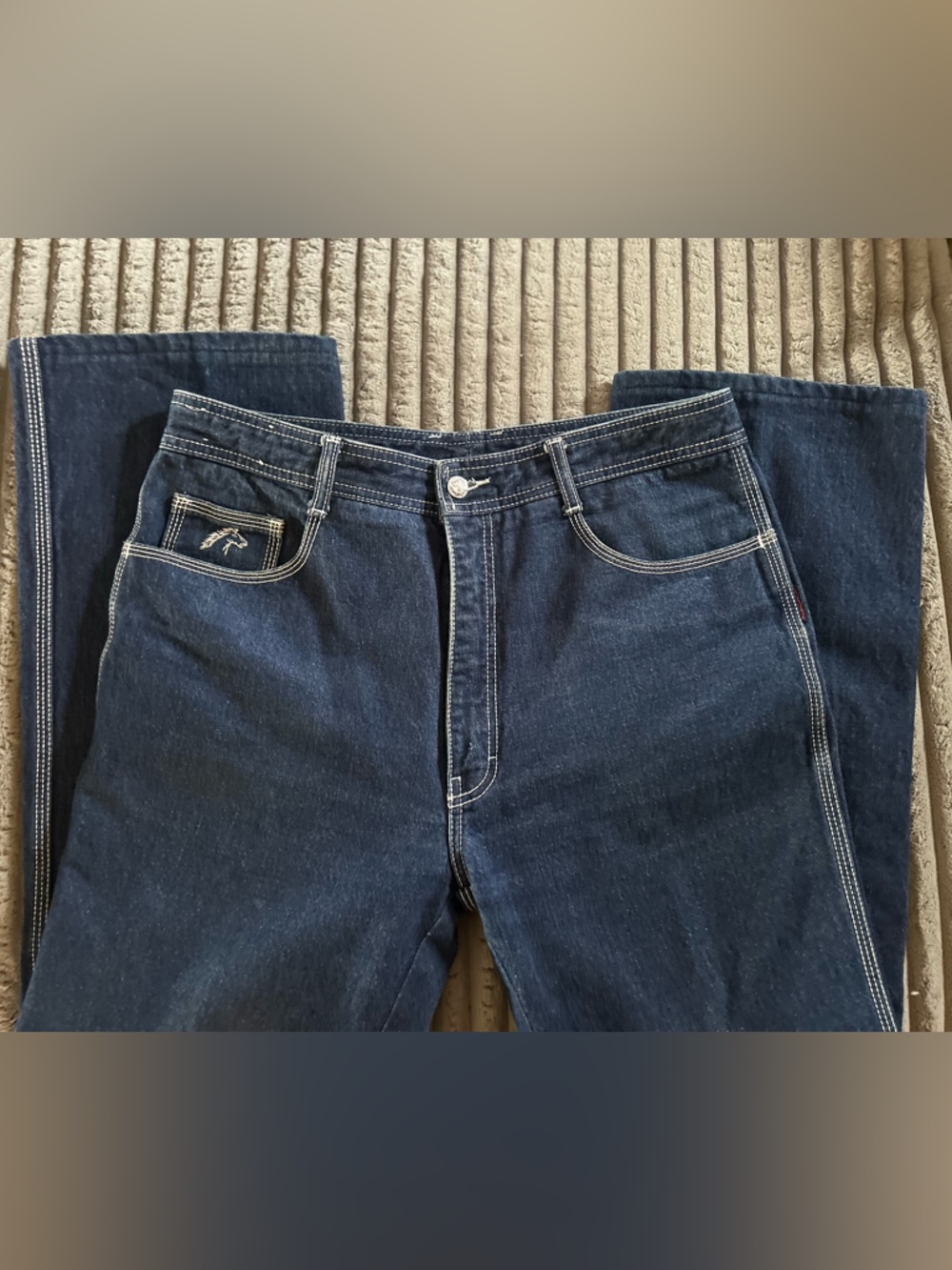 Vintage 80's Jordache Dark Denim Blue with Embroidered Pockets Size 36 - Picture 3 of 12